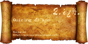 Quiring Ákos névjegykártya